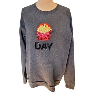 Bow & Drape + Spanx Collab Sequin Fry Day Sweatshirt Large‎ Crew Neck Cozycore